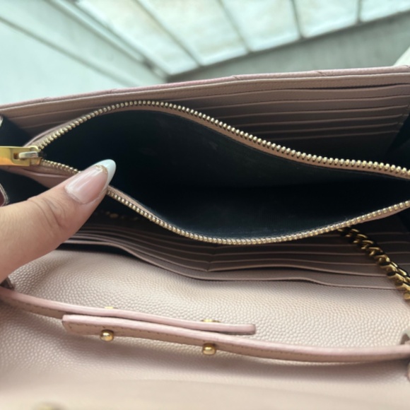 YSL Saint Laurent Matelasse Wallet on Chain (WOC) Grain De Poudre Chevron - Picture 6 of 8